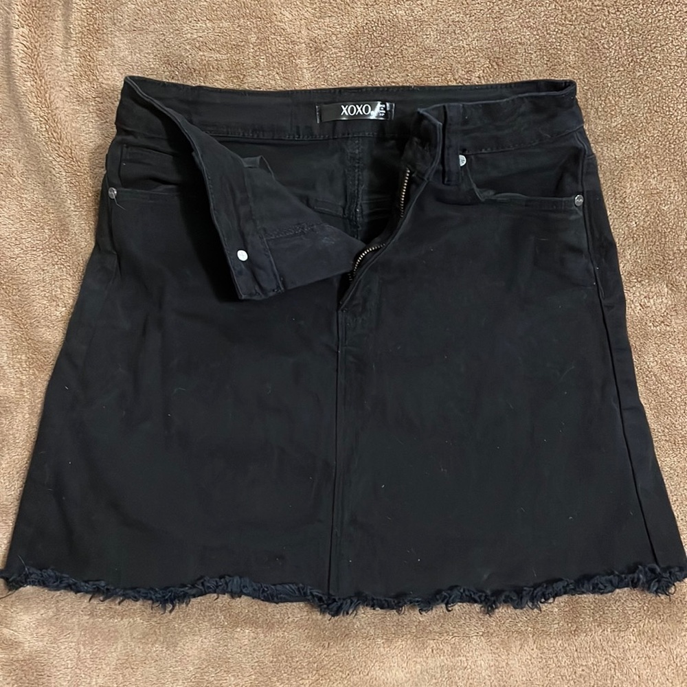 Black denim skirt